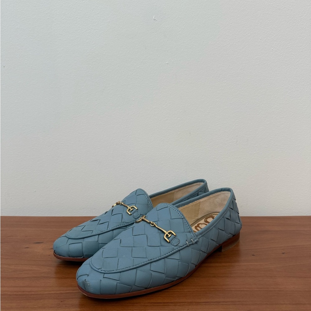 Sam Edelman Blue Quilted Loafers with Metallic Detail